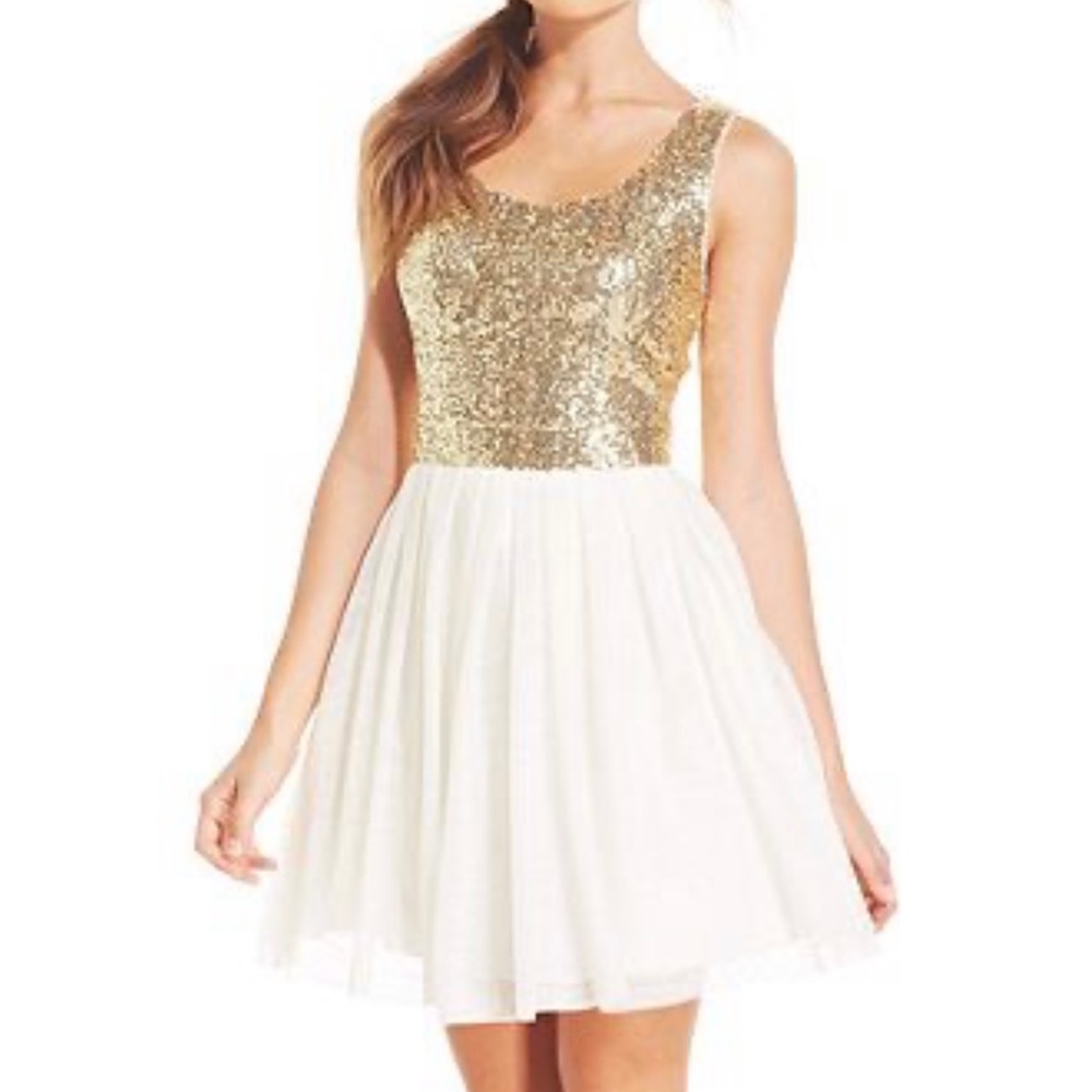 White and Gold Sequin Prom/Formal Dress (short)